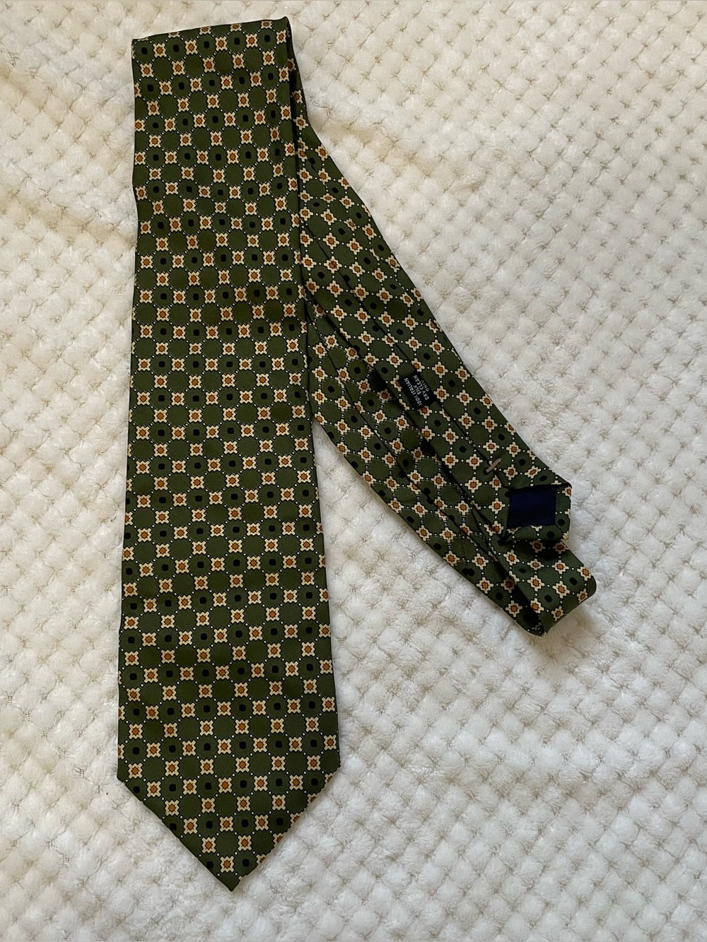 Coach classic Green Geometric Silk Tie - Men's Accessory